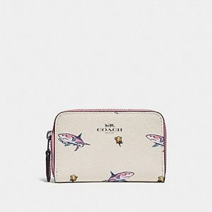 NWT COACH Coin Case with Shark Rose Print